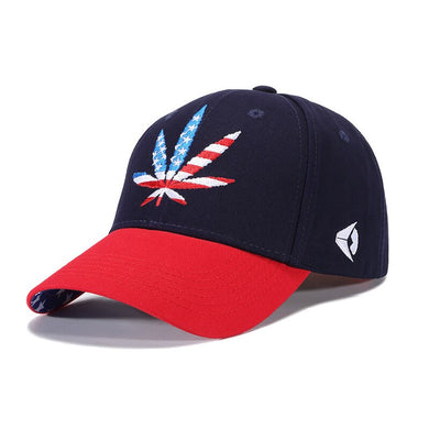 Unisex American Flag Leaf Embroidered Cap